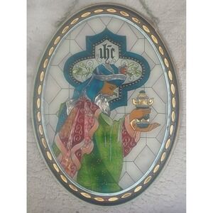 Amia Denver Handpainted Glass Wise Man Balthazar Nativity Suncatcher Oval‎ 9x7